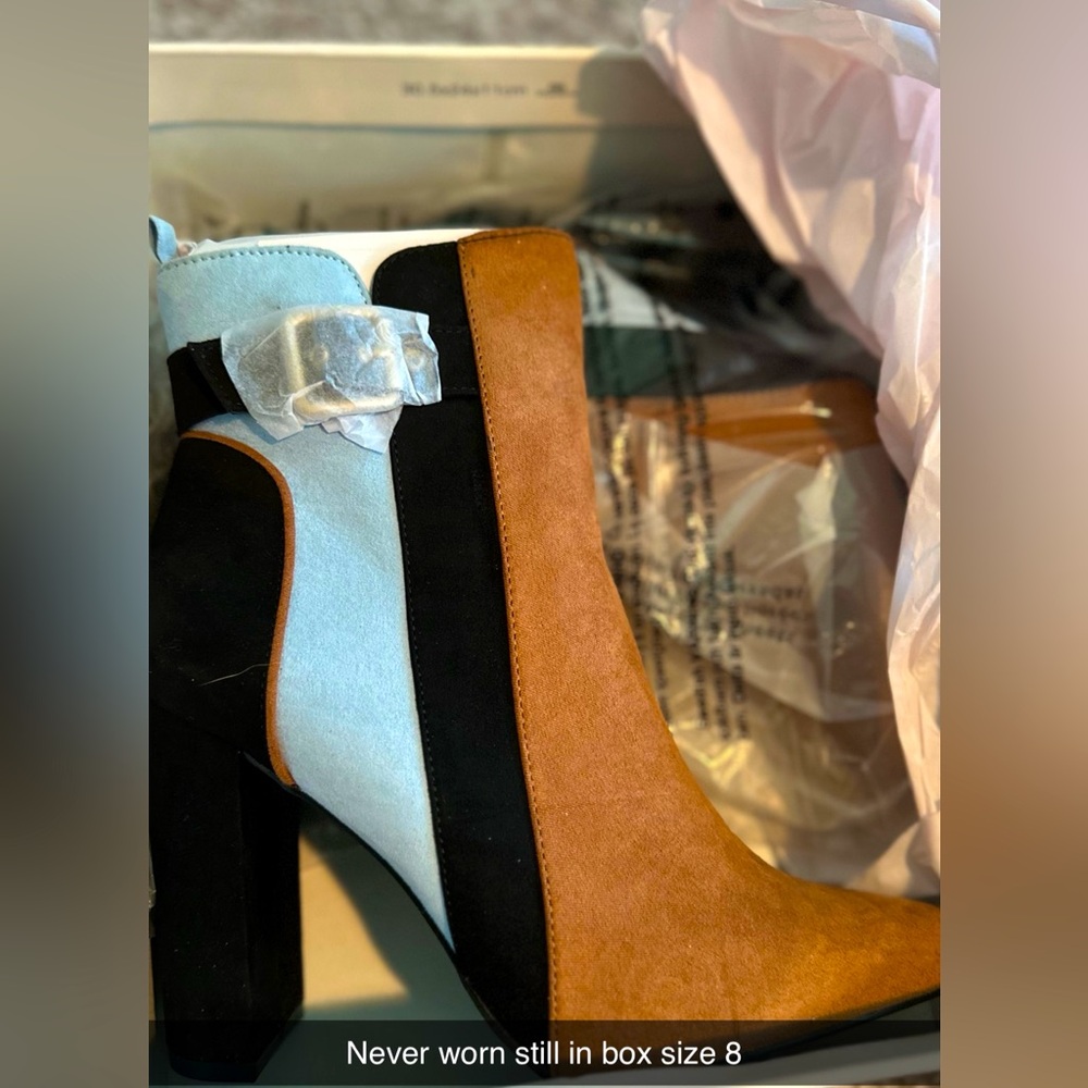 NEW Suede Chunky Heel Booties